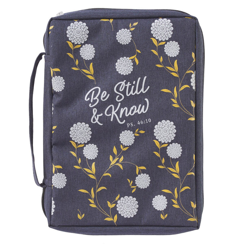Bible Cover Medium Blue Floral Be Still