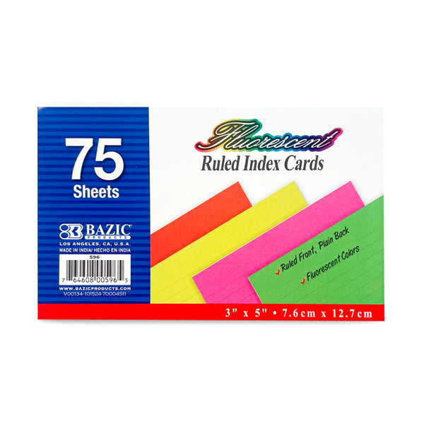Bazic Colored Ruled Index Cards
