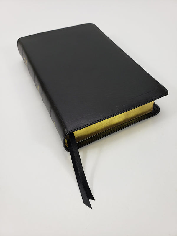 Hand Size Classic Study Bible in Black Ironed Calfskin