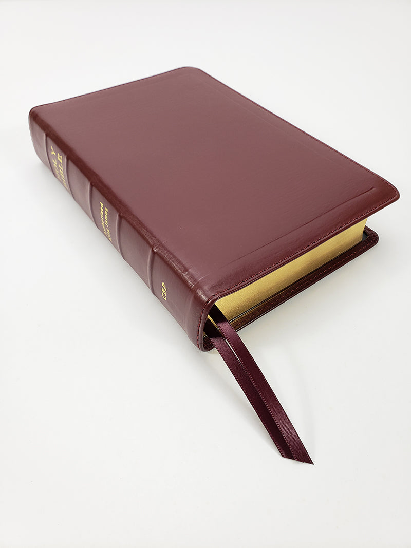 Hand size Text Bible in Burgundy, Ironed Calfskin