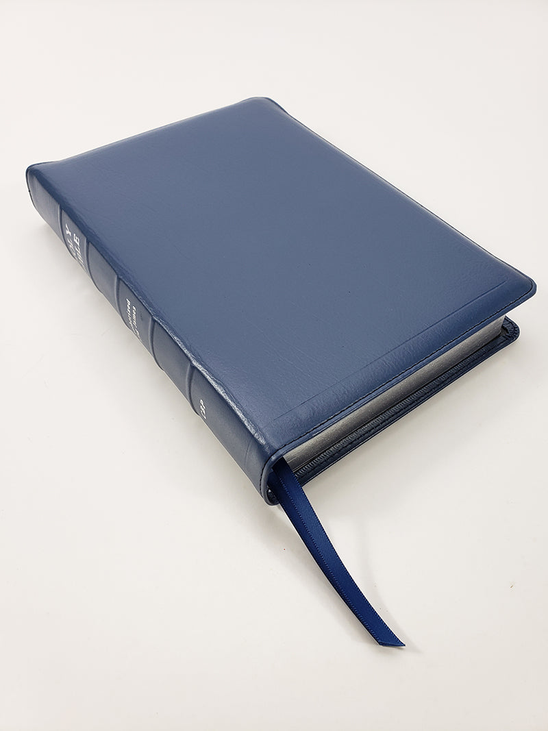 Midsize Thin line Bible in Blue Ironed Calfskin