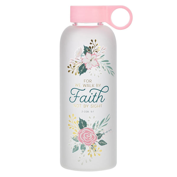 Pink Water Bottle Glass Walk By Faith