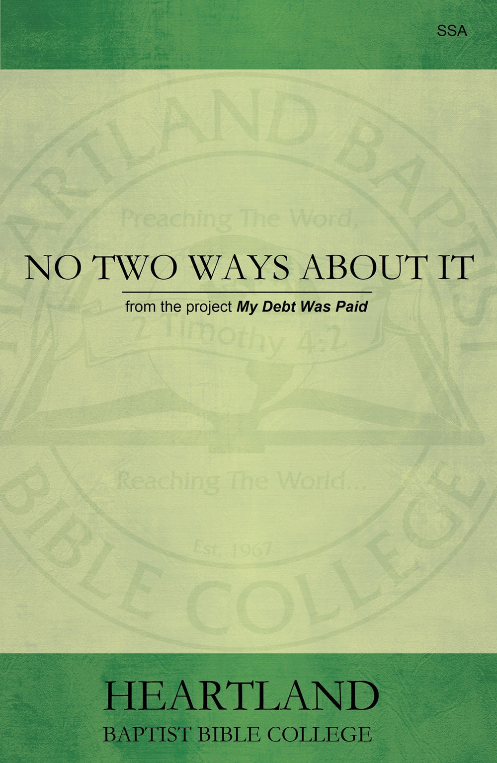 No Two Ways About It (Sheet Music) | Heartland Baptist Bookstore