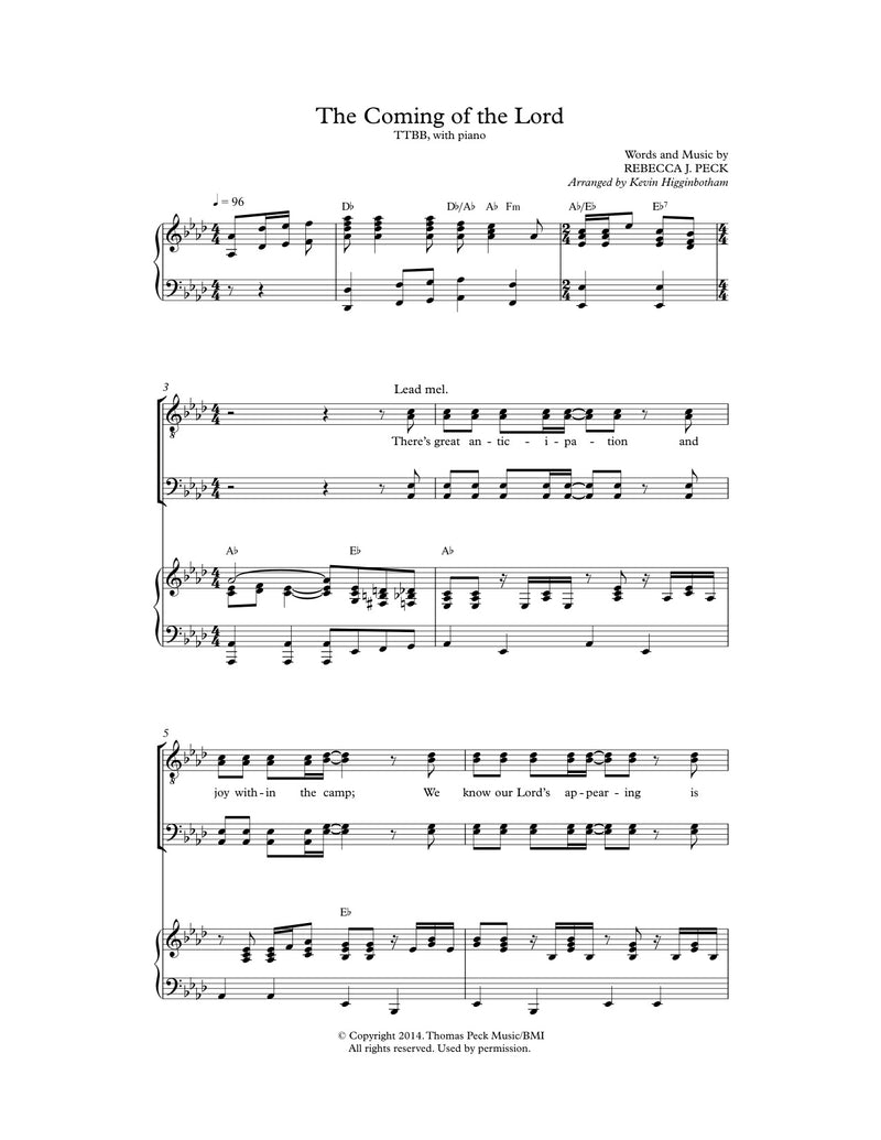 The Coming of the Lord (Sheet Music)