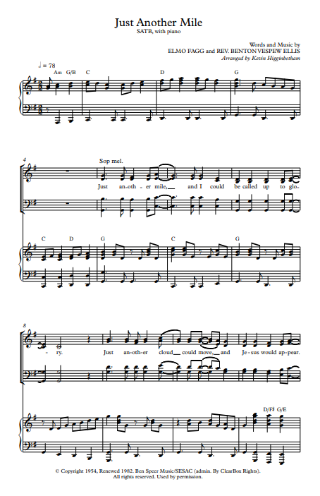Just Another Mile (Sheet Music)
