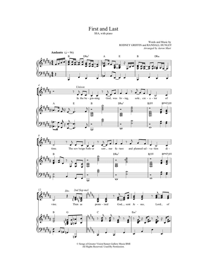 First and Last (Sheet Music)