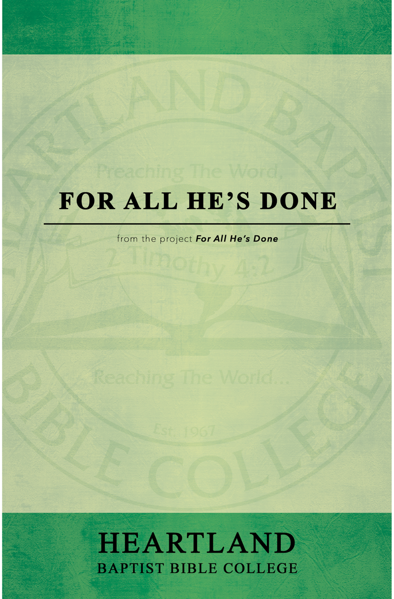 For All He's Done (Sheet Music)