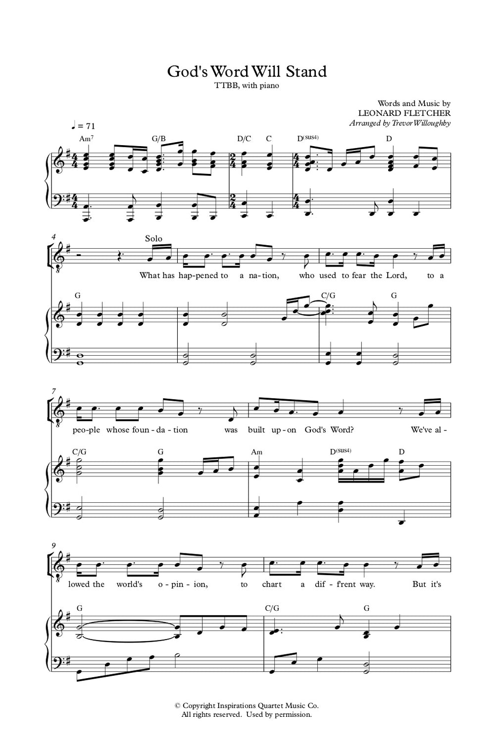 God's Word Will Stand (Sheet Music) | Heartland Baptist Bookstore