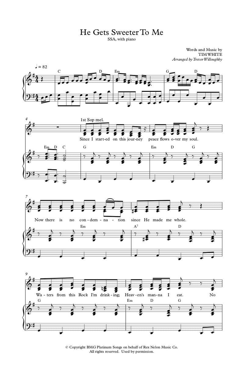 He Gets Sweeter To Me (Sheet Music)