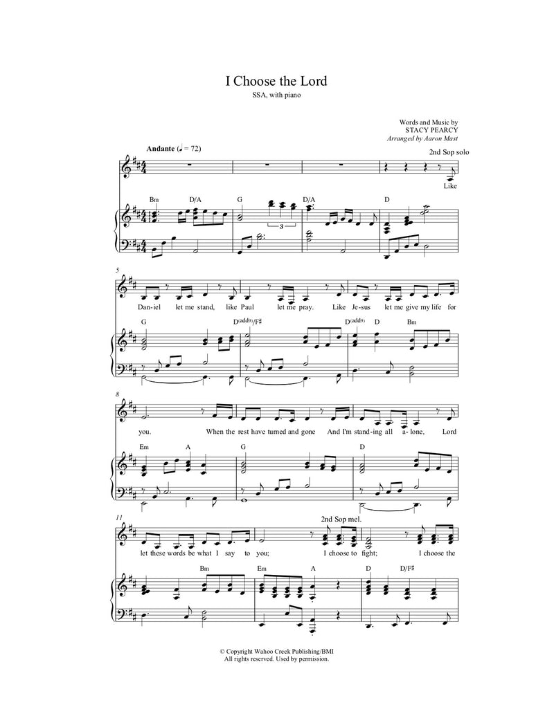 I Choose the Lord (Sheet Music)