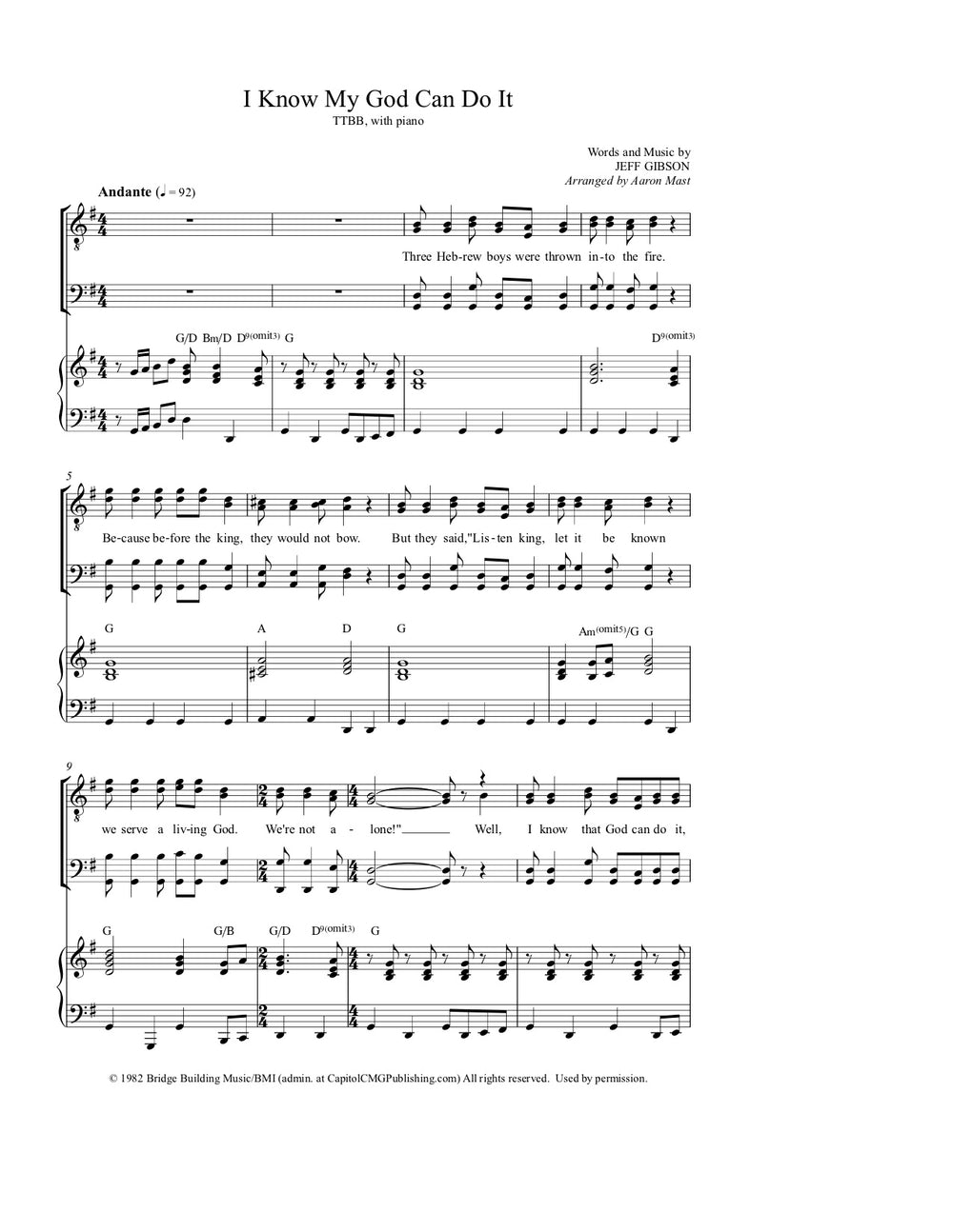 I Know My God Can Do It (Sheet Music) | Heartland Baptist Bookstore