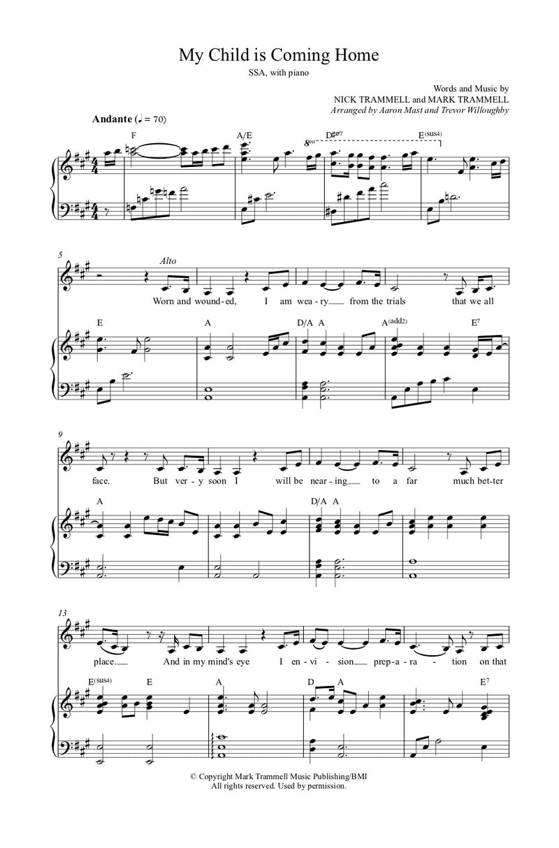 My Child Is Coming Home (Sheet Music)