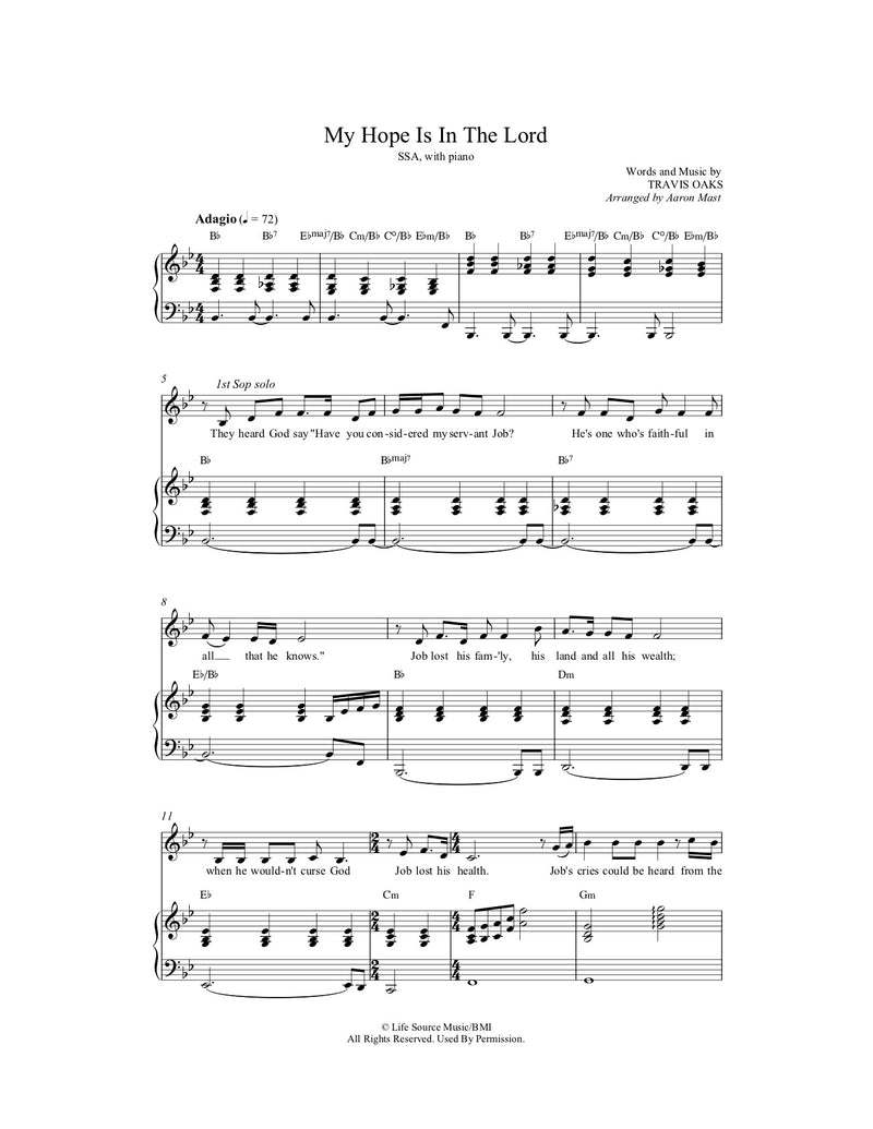 My Hope Is In the Lord (Sheet Music)