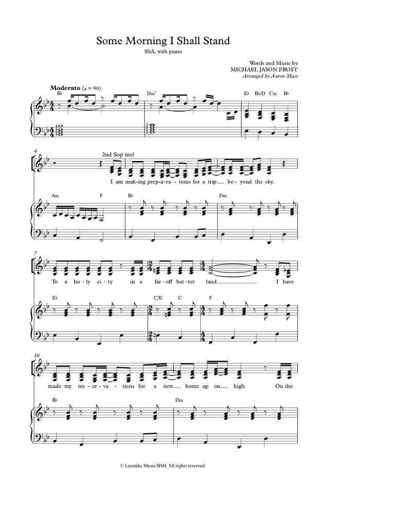 Some Morning I Shall Stand (Sheet Music)