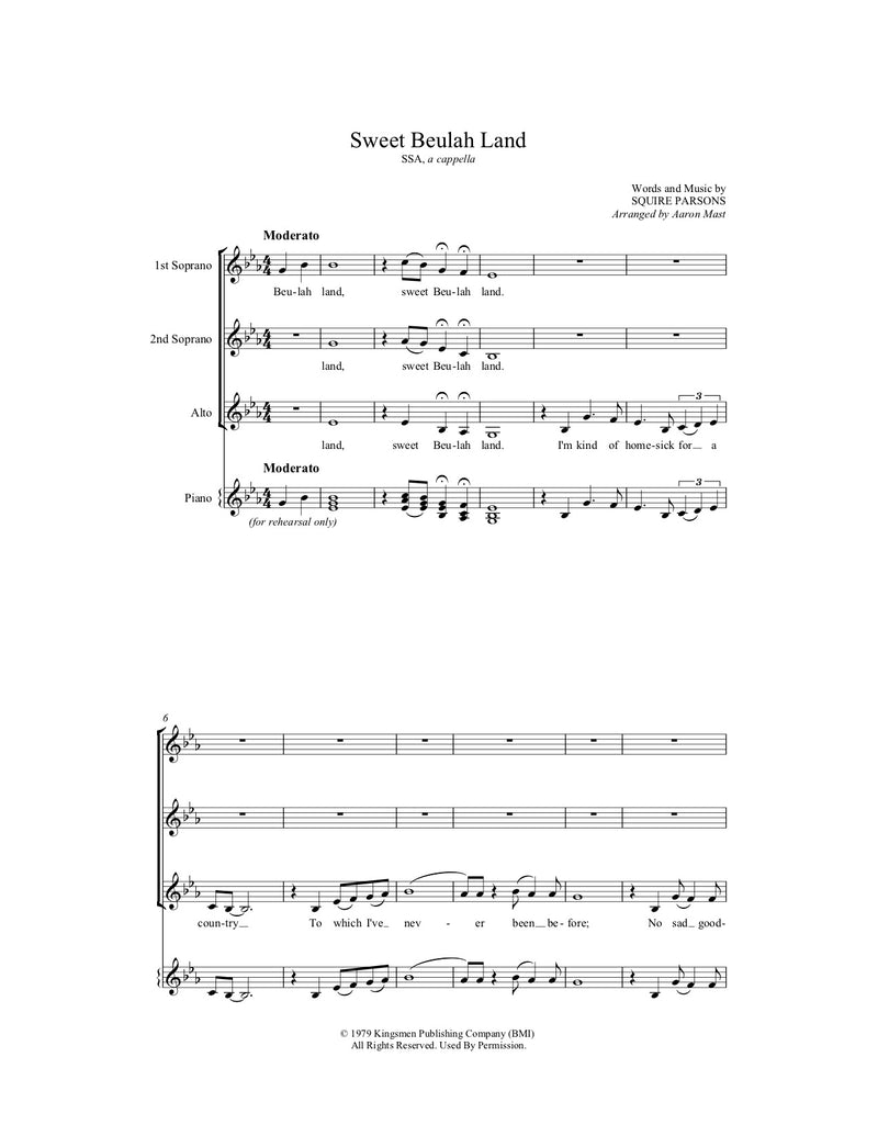Sweet Beulah Land (Sheet Music)