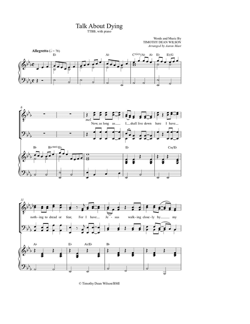 Talk About Dying (Sheet Music)