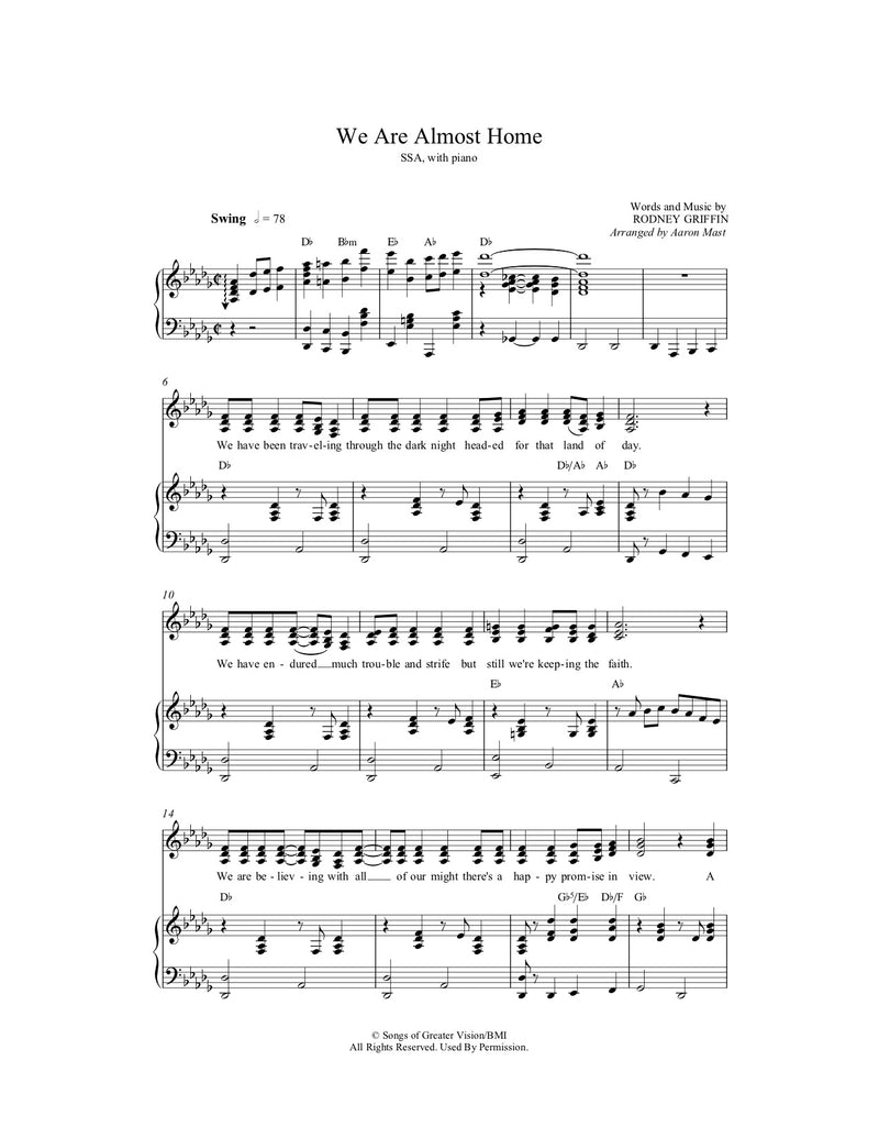 We Are Almost Home (Sheet Music)